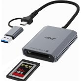 Acer CFexpress Card Reader Type B 10Gbps CFB Card Adapter with USB-C+A Connectors, USB 3.2 Gen 2 (up to 1250MB/s) for Laptops