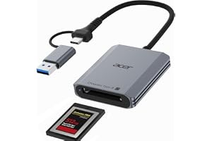 10Gbps CFexpress Typ B Kortläsare, CFB-Kortadapter med USB-C+USB-A Kontakter, USB 3.2 Gen 2 (upp till 1250 MB/s) för