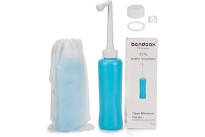 BANDEAX Po Dusche XL 500ml Intimdusche mit 13-Loch-Düse – Doppelt so viel Volumen wie vergleichbare Bidets – Sanfte Reinigung nach Geburt, bei Hämorrhoiden & unterwegs – Mit Beutel & Staubschutz