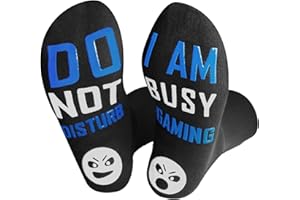FGFD&OU Calcetines Mujer y Hombre de Algodón Calcetines Divertidos Casual Unisexo Calcetines con Antideslizantes 'DO NOT DISTURB , I AM BUSY GAMING', Regalo para Navidad, Familias y Amigo