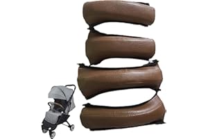 Joyivike Kinderwagen Griffbezug 4 STÜCK Leder Kinderwagen Griff Mit Reissverschluss, Kinderwagen Griffschutz Bu-ggy Zubehör, Kinderwagen Armlehne Schutzhülle Wasserdicht Griff Abdeckung,Schwarz/