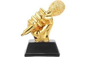 YARNOW Trofeo Braccio Microfono Trofeo Microfono Trofeo Microfono con Piede Trofeo Adulto Piccolo Trofeo Karaoke Cantando Trofei Resina