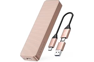 Gigimundo AJS10C - Carcasa de aluminio SSD M.2 de doble protocolo - NVMe de 10 Gbps (llave M/B+M), 6 Gbps NGFF SATA (B+M Key) - USB-C 3.2 Gen2 con UASP - Soporta 2230/2242/2260/2280 - Oro rosa