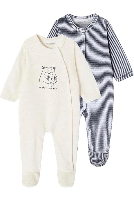 Lot De 3 Dors-bien En Velours Pour Bébé - Motifs Tendres - Ouverture Pressions - Pieds Antidérapants - Taille 9 à 36 Mois