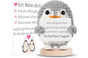 BOAITE Ich Liebe Dich Geschenke für Frauen Männer, Geschenk für Paar- Gestrickter Pinguin, Partner Geschenke, Hochzeitstag, Jahrestag für Sie Ihn, Liebes Geschenk für Ihn Sie