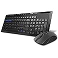 RAPOO 8210M Wireless Keyboard and Mouse Combo, Multi-mode connectivity connect up to 3 Devices simultaneously, BT5.0, BT 3.0 and 2.4 G | Adjustable DPI Optical Mouse English/Arabic Layout(Black)