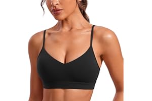 CRZ YOGA Biustonosz sportowy Butterluxe z dekoltem w serek dla kobiet – regulowany cienki pasek usztywniany top do jogi podstawowy bezrękawnik