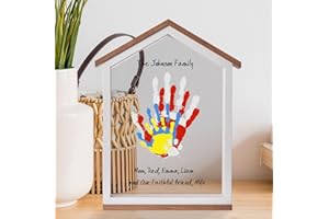 CHERRY CHEERS Kit exclusivo de huellas de manos familiares con forma de casa; Recuerdo único DIY, Set completo, Manualidades familiares y creación de recuerdos (Forma de casa)