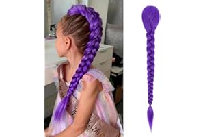 DSOAR Trenza Larga Morada con Clips 26 Pulgadas Trenzas Sintéticas con Clips Extensión de Pelo para Coleta para Disfraz Cosplay Anime