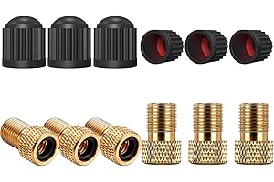 WOLMIK Adattatore valvola bicicletta – Confezione da 6 adattatori in ottone, converte Presta in Schrader per biciclette e auto