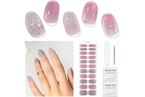 DUKASOU Semi Cured Gel Nail Strips - 22 PCS No UV Light Needed, Stickers Set, Wraps, Salon Quality Polish (Motifs)