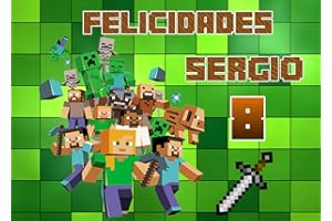 OBLEA PERSONALIZADA OBLEA de Mine CRAF Personalizada con Nombre y Edad para Pastel o Tarta, Especial para cumpleaños, Medida Rectangular de 28x20cm