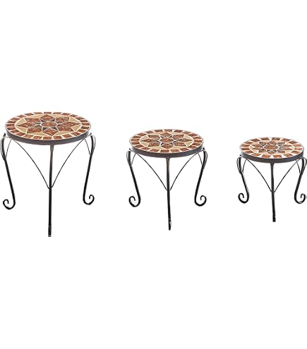 levandeo 3er Set Blumenhocker Metall Rost Pflanzenstnder Braun Rund Tisch  Garten Deko Blumenstnder: Amazon.de: Garten