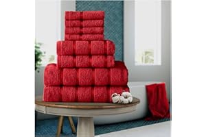 FAIRWAYUK 8-Piece Towels Bale Set for Bathroom, Ultra Soft Premium Quality Water Absorbent Towel Gift Sets, 100% Egyptian Cotton, 4x Face 2x Hand 2x Bath Towels, Red