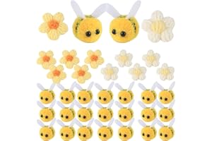 Indrnif Lot de 36 mini abeilles en feutre pour décoration de fête prénatale, bricolage, artisanat, décoration de fête, CX-04257