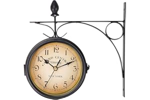 M.J COMFY-LIFE Double Sided Wall Clock 4.8 Inches Outdoor Clock Vintage Wall Mounted Garden Clock Weatherproof Fashion Design with Outside Bracket