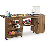 GIANTEX Armario De Costura Plegable Con Ruedas - 116x41x78 Cm, Blanco, Con Estación De Carga, 3 Compartimentos, Para Dormitorio O Salón