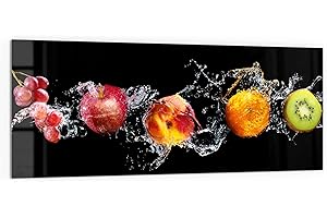 DEQORI Küchenrückwand Glas | Motiv Obst abwaschen | 125x50 cm | Bad- oder Herd-Rückwand | Herdblende Spritzschutz für Küche & Badezimmer | Moderne Deko für Fliesenspiegel