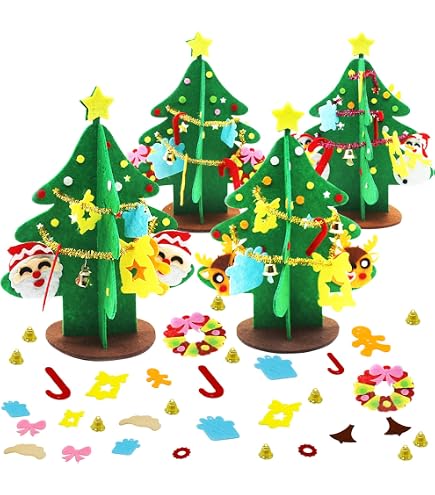 Baker Ross FX925 Kit Mattoncini Natalizi Da Costruire - 4 Pezzi: Babbo Natale, Renna, Pupazzo, Albero