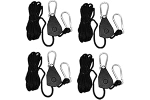 Fokroin Lot de 4 tendeurs à cliquet, 2,2 m, cliquet à Corde réglable pour la randonnée et Le Camping en Plein air, Corde de Traction à cliquet, capacité de Charge 68 kg
