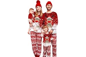 Neufigr Christmas Schlafanzug Set,Familie Weihnachten Pyjamas,Fun Nachtwäsche Outfit, Matching Weihnachtspyjamas für Couple,Damen Herren Hausanzug mit Rentier-Aufdruck