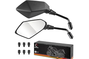 ‎EVERMOTOR Evermotor Universal Motorrad Rückspiegel Spiegel E-Geprüft 2x M10 Rechtsgewinde, 2x M8 Rechtsgewinde + 1x M10 Linksgewinde, 1x M8 Linksgewinde, Spiegel für Quad Roller ATV Moped Scooter Schwarz
