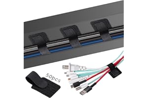 ‎YOOSSO 50 Stück Kabelmanagement Schreibtisch, 3 x 9 cm Kabelbinder Selbstklebend Kabelhalter Wiederverwendbarer für Zuhause Büro Schule