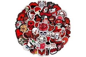 FANCICO Rosso Gotico Confezione di adesivi da 50 pezzi per bottiglie d'acqua, computer portatili, auto, skateboard, decorazioni per caverne da uomo