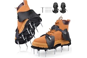 QDRECLOD Chaussures Aérateur Gazon de Pelouse, Chaussures à Crampons Pelouse avec 26 Pointes en Acier Inoxydable & Sangle Réglable, Sandales à Clous pour Aérer Le Gazon pour Jardin, Terrasse et Cour