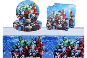 DecPtyTa Decorazioni Compleanno avengers,Assortimenti per feste,Avengers Party Decoration Pack,Compleanno avengers Piatti Tovaglioli Tovaglia etc,Adatto per 20 Persone (A2)