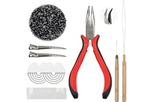 TRUEIN Set di Strumenti di Estensione dei Capelli con 500Pz Micro Anelli per Extension 5mm, Pinze, Micro Ago, Uncino per Anelli, Clip Capelli, Scudo per Extension per Capelli
