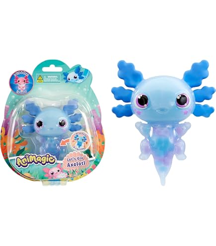 ANIMAGIC Let’s Glo Axolotl Pastel – Animal électronique Lumineux UV – Phosphorescent, Extensible, Flotte Et Brille Dans L’eau – Dès 4 Ans
