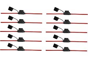 Offgridtec 4mm² Flachsicherungshalter für Kfz-Bladesicherungen, isoliertes Gummigehäuse mit wasserdichtem Deckel, 30A, 25cm Kabel, Überstromschutz für Fahrzeuge, Solar, Industrieanwendungen (10 Stück)