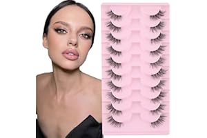 Sixstarhair Pestañas Postizas Naturales Banda Tranparente Wispy Medias Pestañas Postizas 10 Pares Cat Eye Half Lashes Pestañas Suaves Hechas a Mano