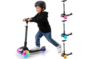 SUN BABY LUMI RIDE Sparkcykel Barn 3 Hjul 3+ LED | Balans, trehjuling skoter, hopfällbar, justerbart styre, fotbroms, halkfri plattform, avtagbart styre