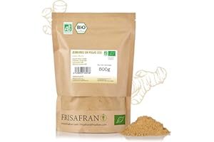 FRISAFRAN | Gingembre Bio en poudre 500g | Épice | Alimentation naturelle | moulu | Assaisonnement | végétalien | sans additifs | saveur et arôme | Gingembre naturel | gingembre-moulu