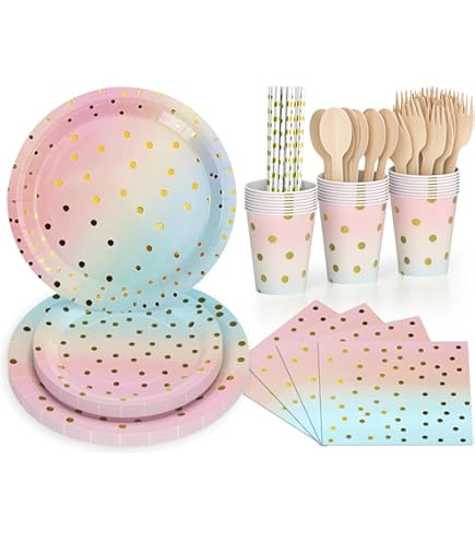 Zosenyer Party Vaisselle Colorés, 160 Pièces Vaisselles | WhichOne