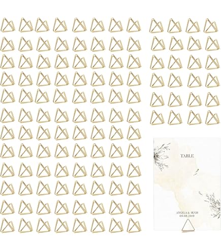 Lot De 100 Porte-Cartes De Table - 50 Supports Triangle + 50 Cartes - Mariage, Baptême… (Doré)