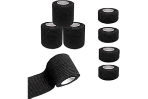 NELLHOMY 8 Rolls Self Adhesive Cohesive Bandage Tape 2"+ 1",Non-Woven Elastic Breathable Bandage Tape for Dog Horse Pets First Aid, Self Adhesive Bandage for Finger, Wrist, Ankle Sprains, Swelling, Black