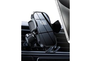 YOSH Soporte teléfono Coche Universal del Aire Ventilación, con Gancho Metal Doble Bloqueo, Super Estable teléfono Grande amigable para el iPhone 16 15 14 13 Pro MAX Samsung S23 Pixel [Negro-Espejo]