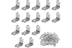 Noosverl 15 Packs Corner Brackets 20x20mm, L Shaped Right Angle Corner Braces Fastener Small Metal Bracket Corner Steel Joint with Screws for Wood Shelf Furniture