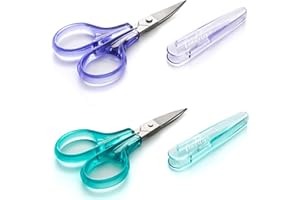 Beaditive Detail Craft Scissors Set (2 Pc.) Curved and Straight, Sharp, Compact | Sewing, Embroidery, Paper Cutting, Crafting | Stainless Steel | Protective Cover