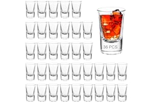 CYEER 36 Verres à Shot 3,5cl / 35ml, Verres à Shooter Professionnels avec Fond Lourd, Lot de Petits Verres pour Vodka, Tequila, Espresso et Verrines de Fête, Idéal pour Mariage et Bar