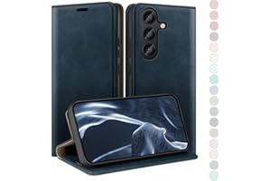 HUOUH Funda para Samsung Galaxy S24 FE Estuche de Billetera con Cuero de PU con Bloqueo RFID,Titular de Tarjeta de crédito,Cubierta a Prueba de Golpes teléfonos Fundas para Samsung S24 FE Azul Oscuro