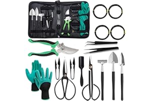 MONODEAL Ensemble Outils de Jardin, Succulent Plants Cadeau Femme Outils de Jardin en Aluminium 18 pièces avec Sac de Jardin, Cadeaux de Jardin pour Hommes Femmes
