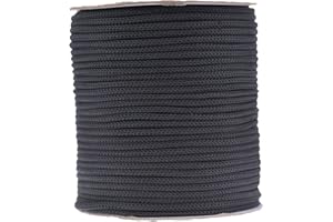IHKFILAN Polypropylen Utility Rope Kordelzug Hohl geflochtenes, PP-Seil Barrier Rope Polypro Rope, Flechtleine Tauwerk,Outdoor Seil Knotenfest (5mm x 100 m) Schwarz