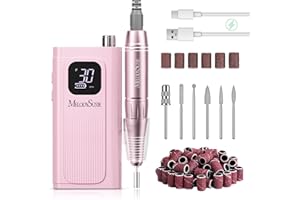 MelodySusie SC300F Professionnel Ponceuse pour Ongles à Clip, Rechargeable Sans Fil Lime à Ongle Electrique 30000 tr/min, avec LCD écran et Vitesse Réglable, pour Salon