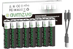 avmzvo Akumulator AAA, 1,5 V, 1100 mWh, akumulator litowy USB-C z kablem USB 2 w 1, szybkie ładowanie przez 2-3 godziny, 8 sztuk
