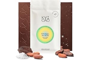 Kaicao Chocolate Negro 70% con Flor de Sal – Endulzado con Dátiles – sin Azúcar Refinada, sin Lactosa, sin Gluten, Vegano – Cacao Puro de Origen, Hacienda La Carrera, El Salvador – 2 x 70 gr