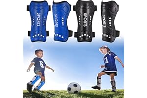 YongHang 2 Paires Protege Tibia Foot Enfant Agréable à Porter Léger Antidérapant Inodore Protège Tibia Football pour garçons Filles Adolescents (Noir & Bleu)